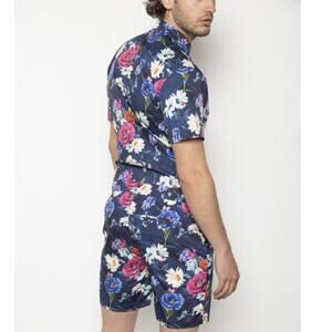 Romper Jack Blue Pink White Floral Passion Short Sleeve Men's Romper Small